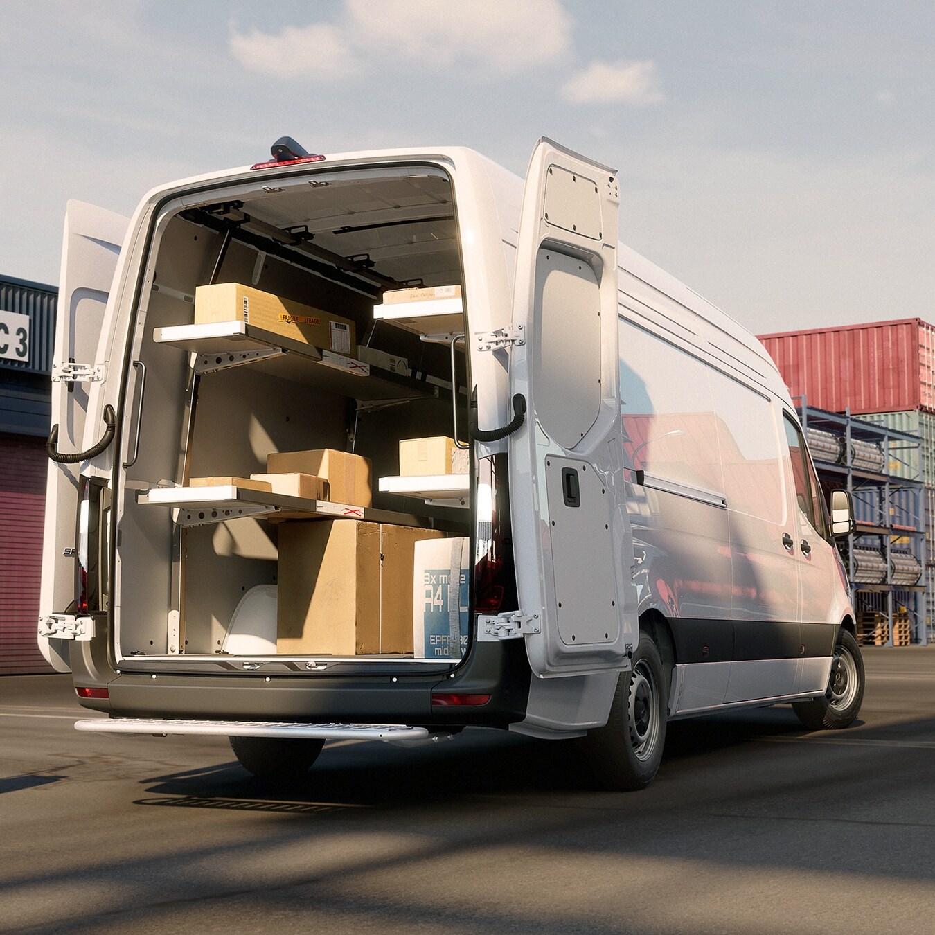 Mercedes‑Benz Sprinter met een overzichtelijk opberg- en laadsysteem