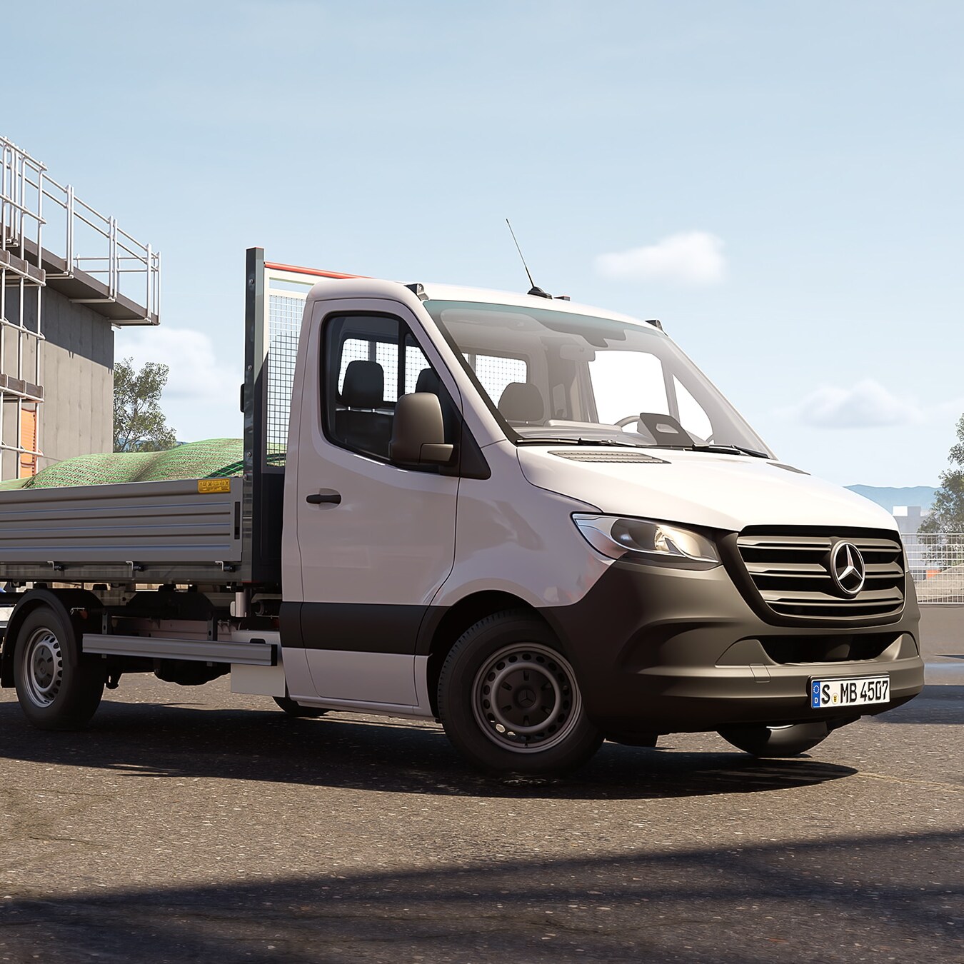 De Sprinter chassiscabine op de bouwplaats