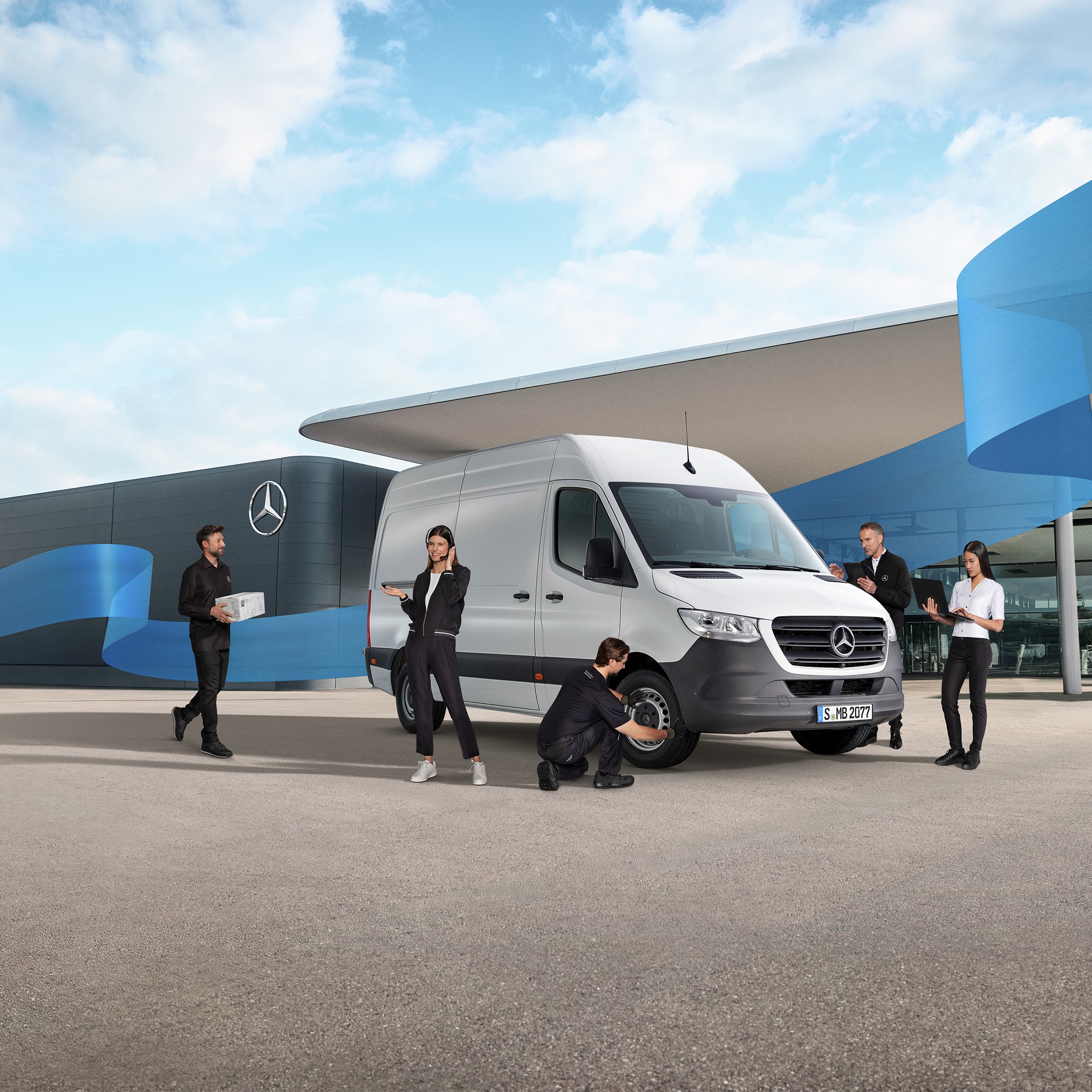 Lage kosten | Elektrische modellen | Mercedes-Benz Service en ondersteuning voor de Mercedes-Benz Sprinter in een moderne bedrijfswagenomgeving.