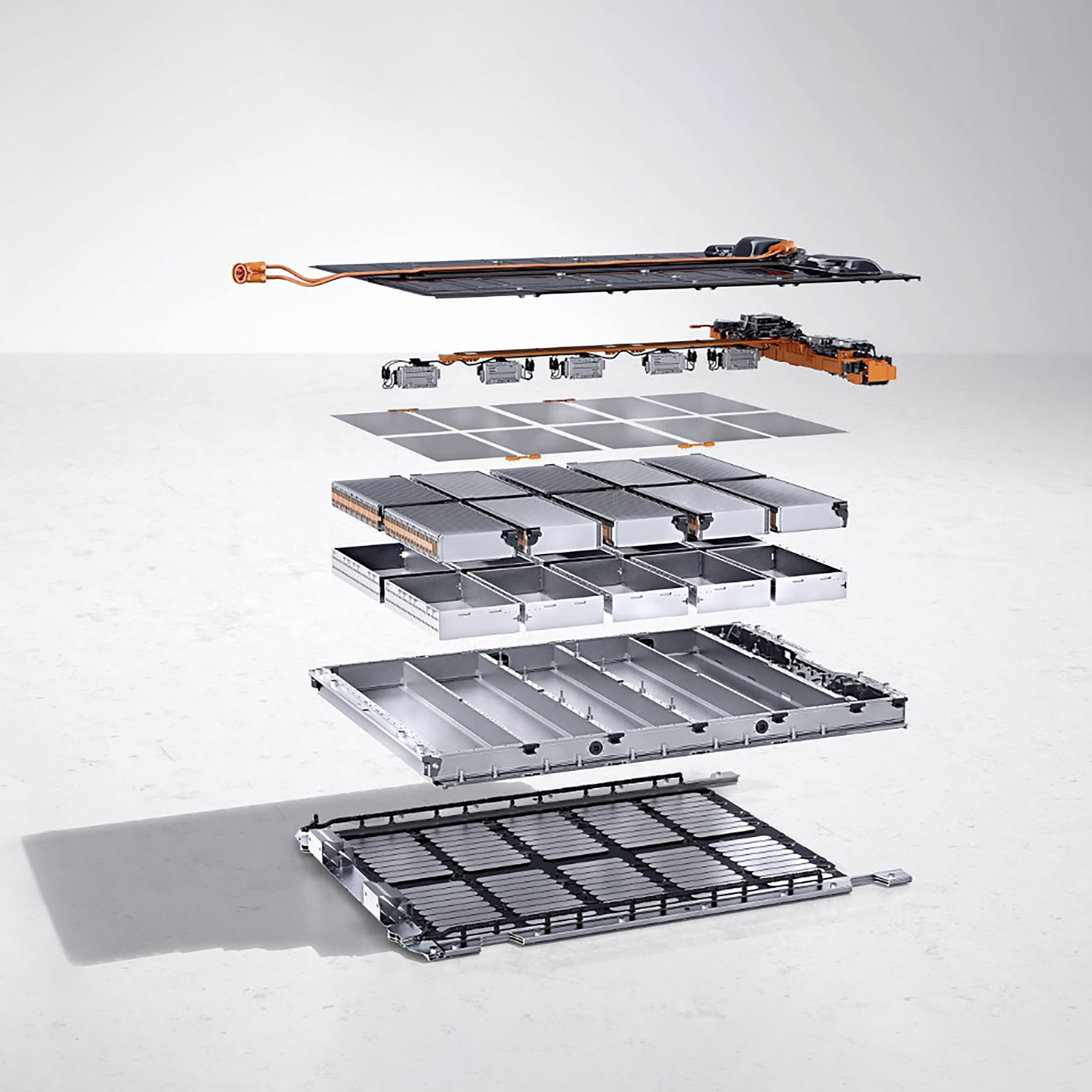 Mercedes-Benz | Service pour véhicules électriques | Certificat de batterie Une illustration d'une batterie en couches pour symboliser le service électrique.