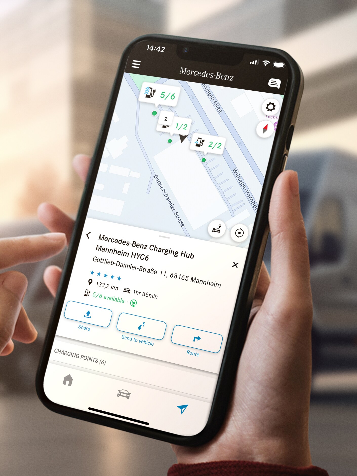 La fonction Mercedes me Charge sur un smartphone.