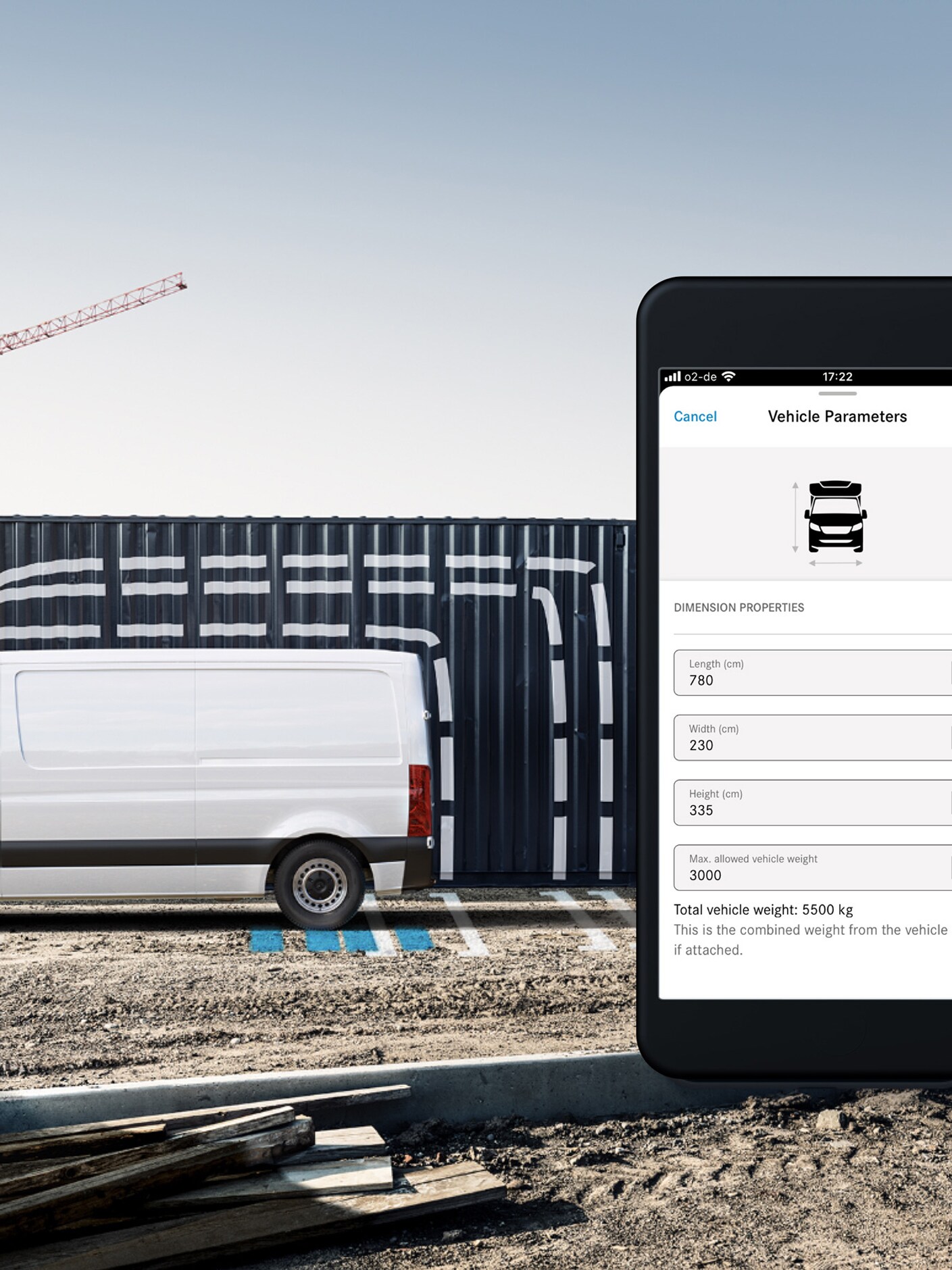 La navigation spécialement conçue pour le Sprinter Mercedes-Benz prend en compte les dimensions du véhicule ou de l’attelage.